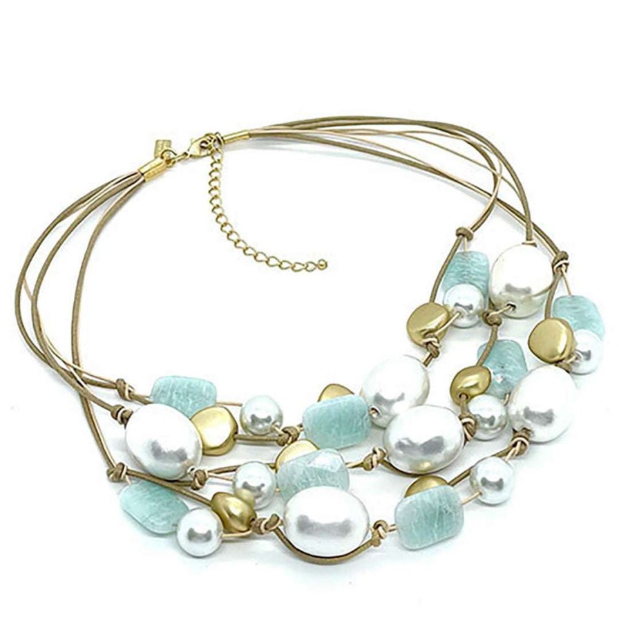 Necklaces * | Deborah Grivas New Arrivals Cotton Pearl And Amazonite Toursade Necklace