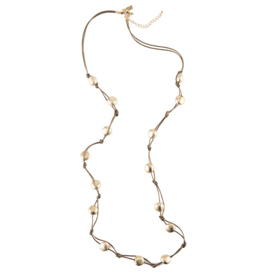 Necklaces * | Deborah Grivas Matte Gold Bead Layer Necklace Necklaces