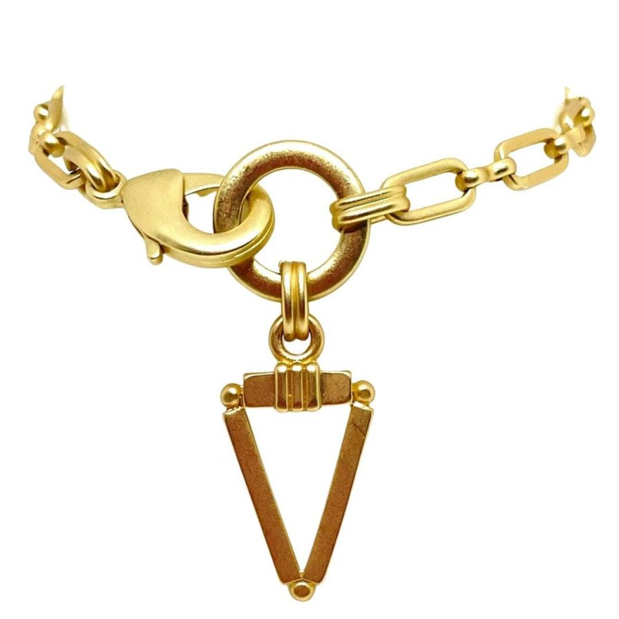 Bracelets * | Deborah Grivas New Arrivals Paperclip Chain Bracelet With Matte Gold Triangle Charm