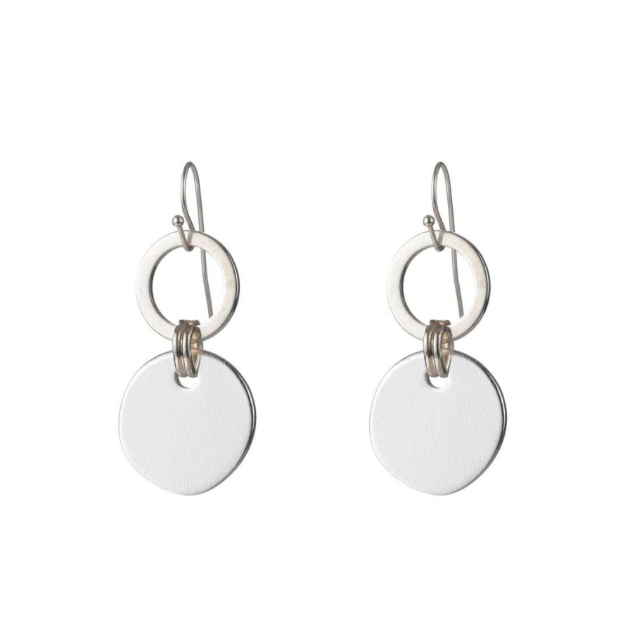 Earrings * | Deborah Grivas Matte Sterling Silver Plate Chip Door Knocker Earring