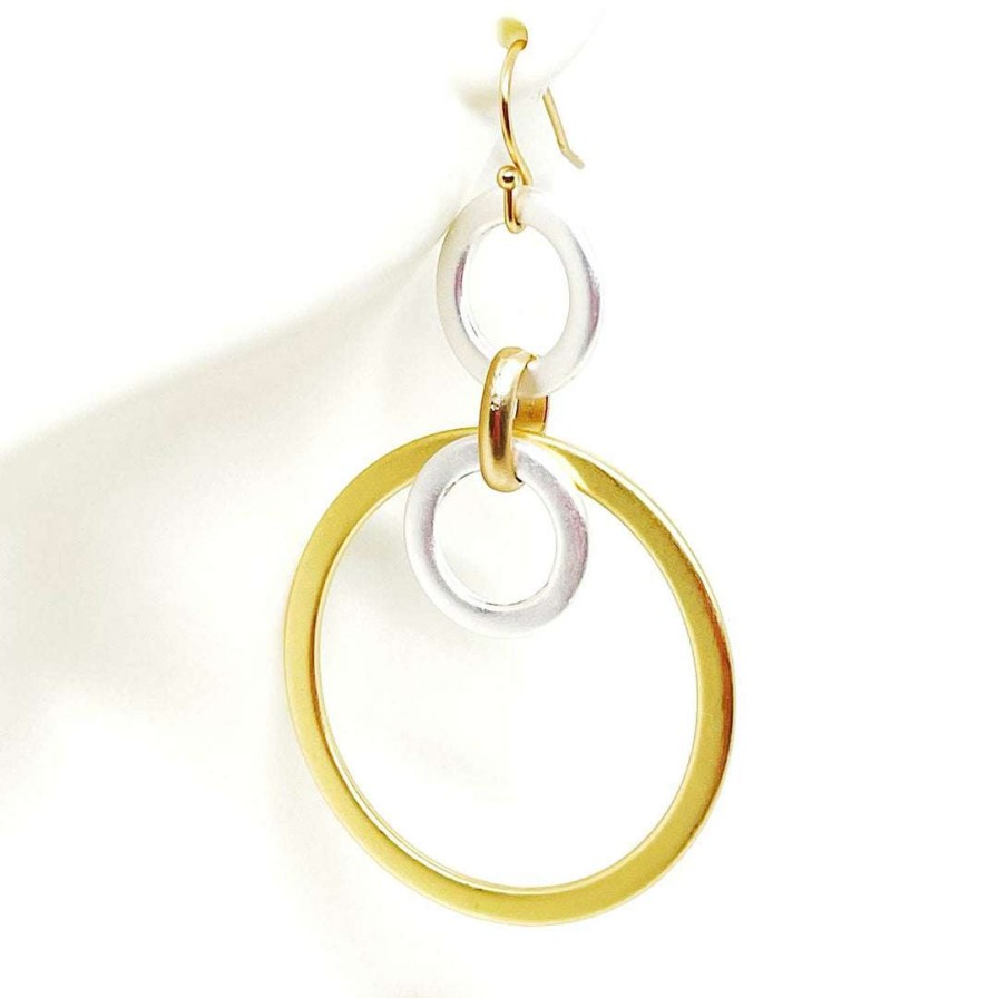 Earrings * | Deborah Grivas Two Tone Matte Silver And Gold Loop Earrings