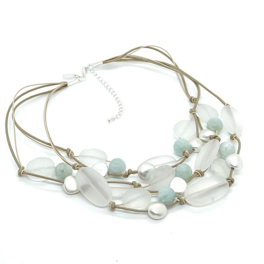 Necklaces * | Deborah Grivas Quartz And Amazonite Natural Linen Toursade Necklace New Arrivals