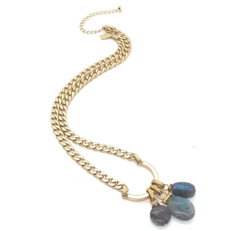 Necklaces * | Deborah Grivas Horseshoe Natural Labradorite Charm Necklace