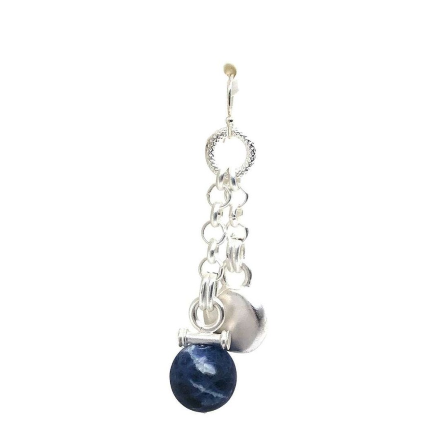 Earrings * | Deborah Grivas Earrings Blue Sodalite Chain Earring