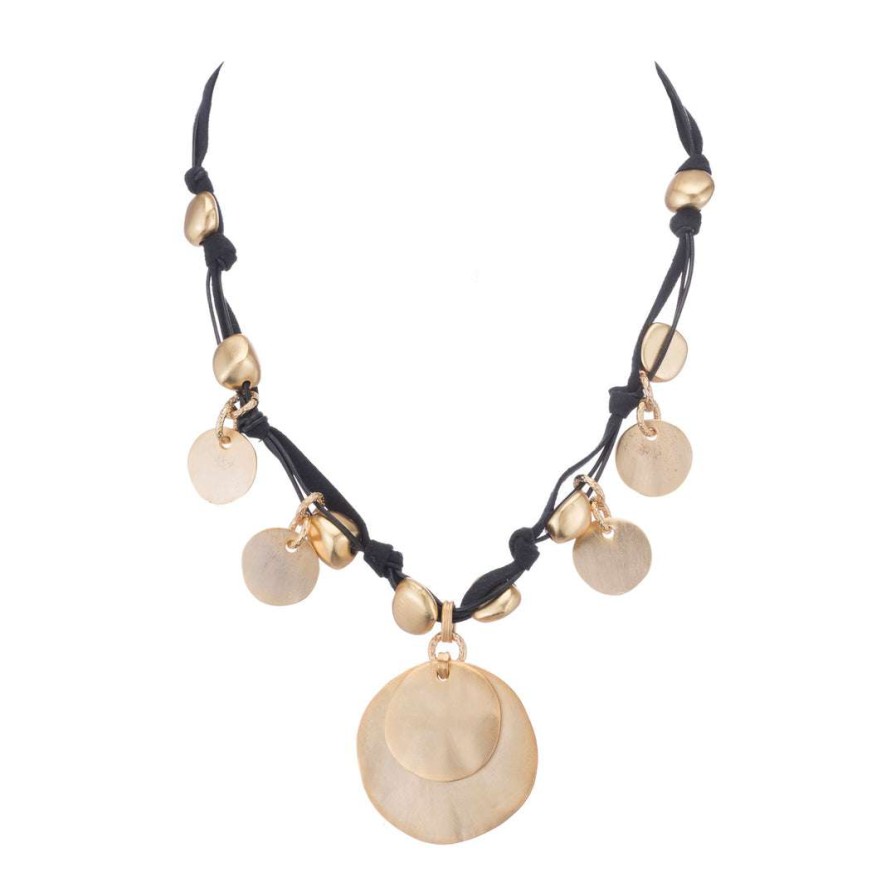 Necklaces * | Deborah Grivas Necklaces Matte Gold Coin Charm Necklace