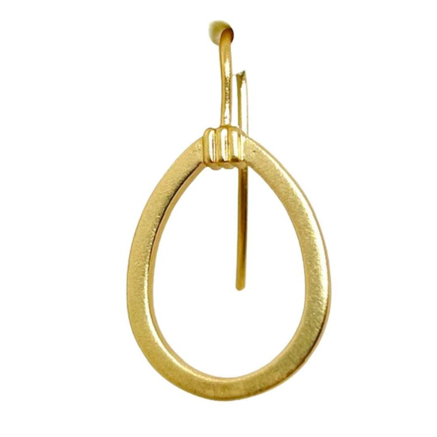 Earrings * | Deborah Grivas Teardrop Matte Gold Frame Earrings Silver