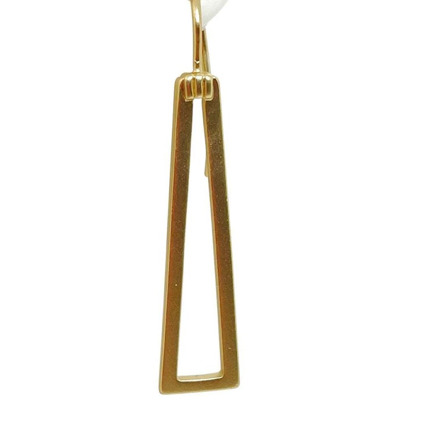 Earrings * | Deborah Grivas Wedge Frame Matte Gold Earrings New Arrivals Silver