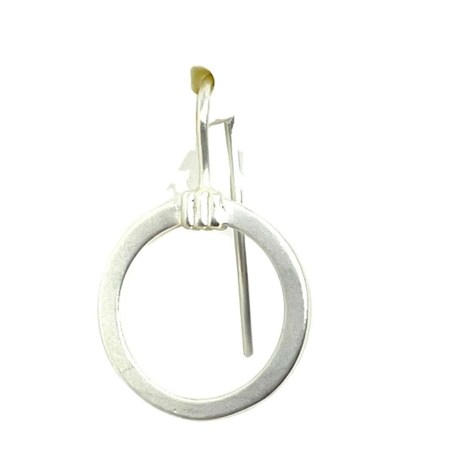 Earrings * | Deborah Grivas Circle Matte Silver Frame Earrings New Arrivals Gold