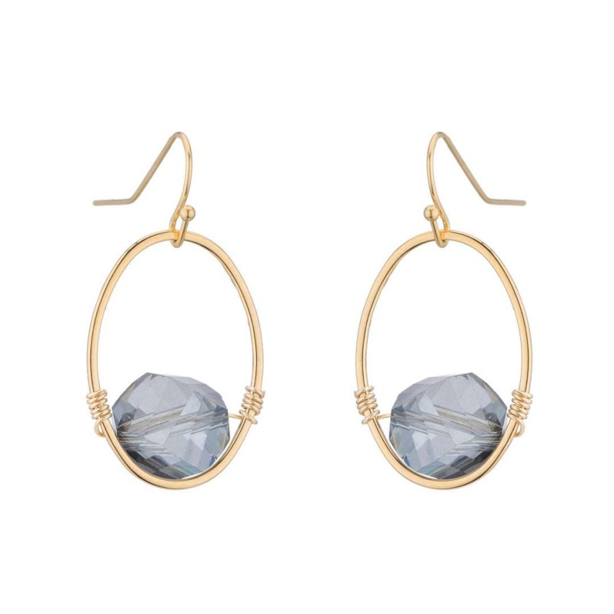 Earrings * | Deborah Grivas Gray Crystal Oval Earrings