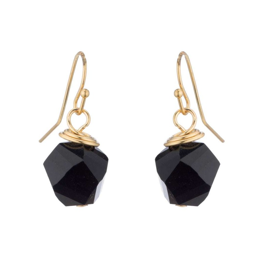 Earrings * | Deborah Grivas Black Faceted Crystal Top Twist Earrings