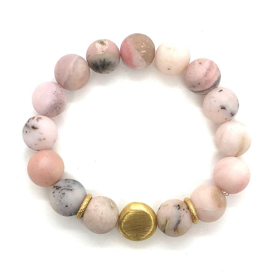 Bracelets * | Deborah Grivas Matte Pink Opal Stretch Bracelet New Arrivals