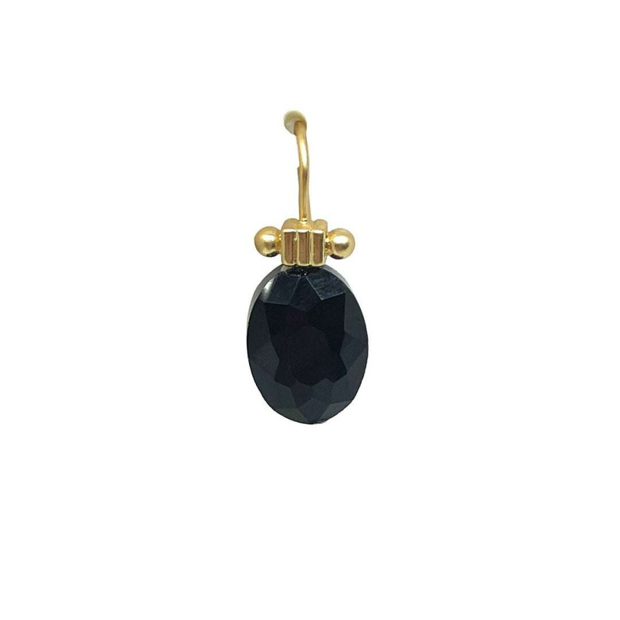 Earrings * | Deborah Grivas Matte Gold Black Velvet Oval Crystal Column Top Earring New Arrivals