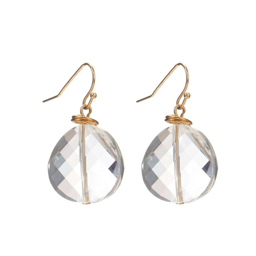 Earrings * | Deborah Grivas Clear Crystal Coin Earrings