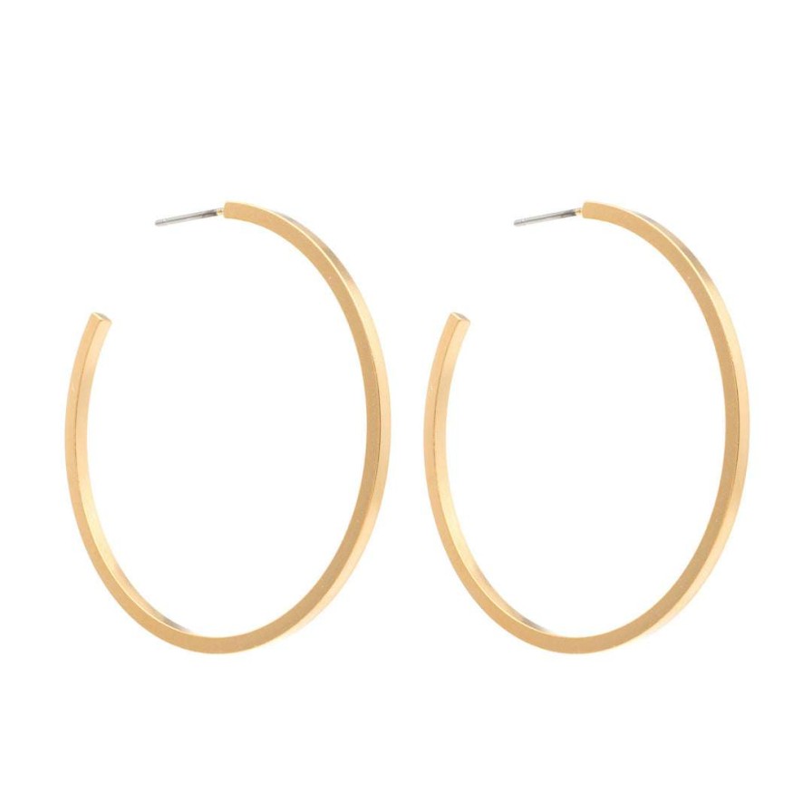 Earrings * | Deborah Grivas Matte Gold Plate Square Wire Hoop Earrings