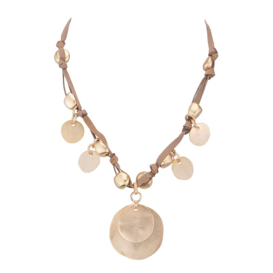 Necklaces * | Deborah Grivas Necklaces Matte Gold Coin Charm Necklace