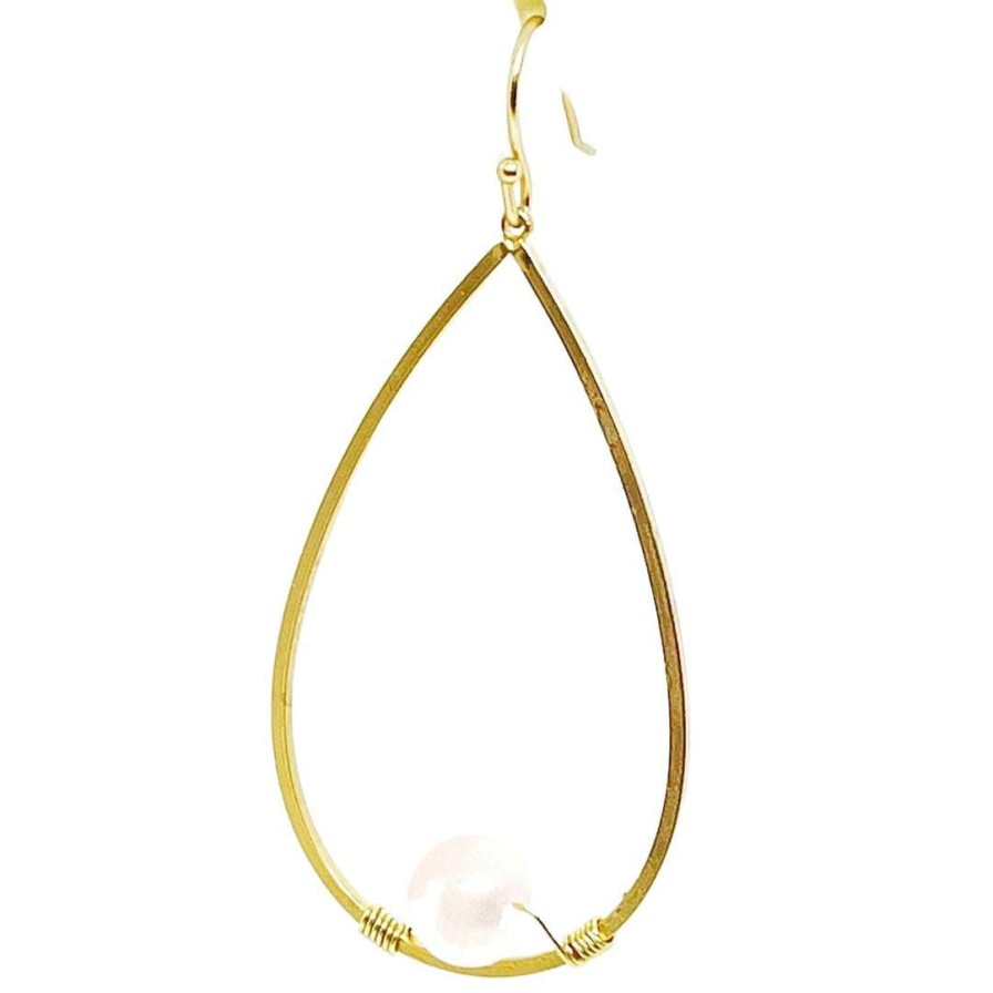 Earrings * | Deborah Grivas New Arrivals Rose Quartz Matte Gold Wire Wrap Teardrop Earrings