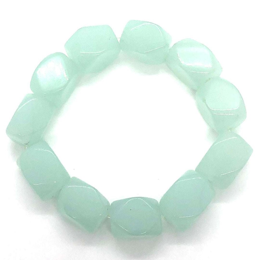 Bracelets * | Deborah Grivas Aqua Seafoam Quartz Nugget Stretch Bracelet Bracelets