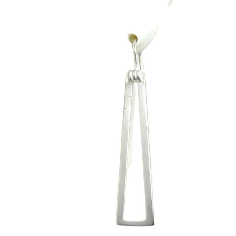 Earrings * | Deborah Grivas New Arrivals Wedge Frame Matte Silver Earrings Gold