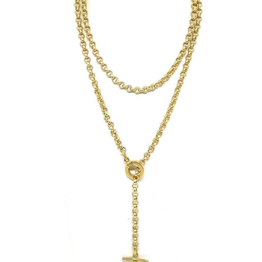 Necklaces * | Deborah Grivas New Arrivals Matte Gold Rolo Chain With Matte Gold Toggle Closure