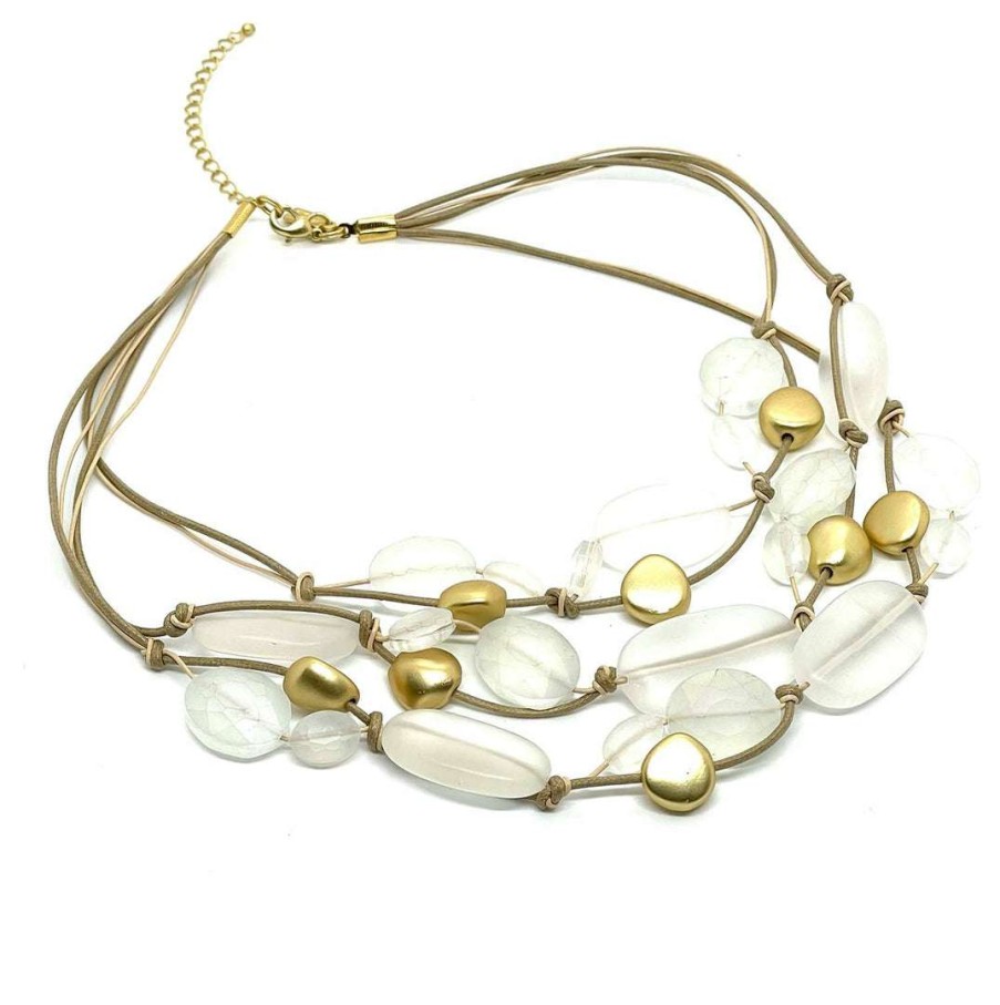 Necklaces * | Deborah Grivas New Arrivals Quartz And Matte Gold Bead Toursade Necklace