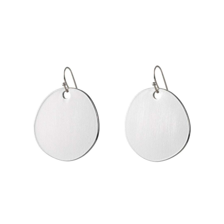 Earrings * | Deborah Grivas Earrings Large Sterling Silver Plate Matte Chip Earring