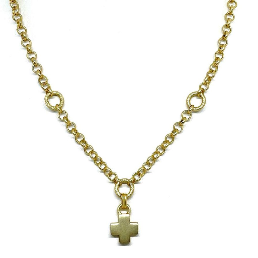 Necklaces * | Deborah Grivas Matte Gold Cross Pendant Necklace