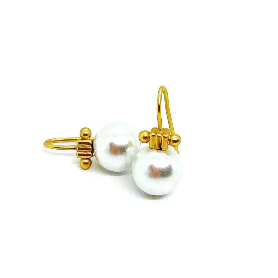 Earrings * | Deborah Grivas New Arrivals Pearl Matte Earrings Gold