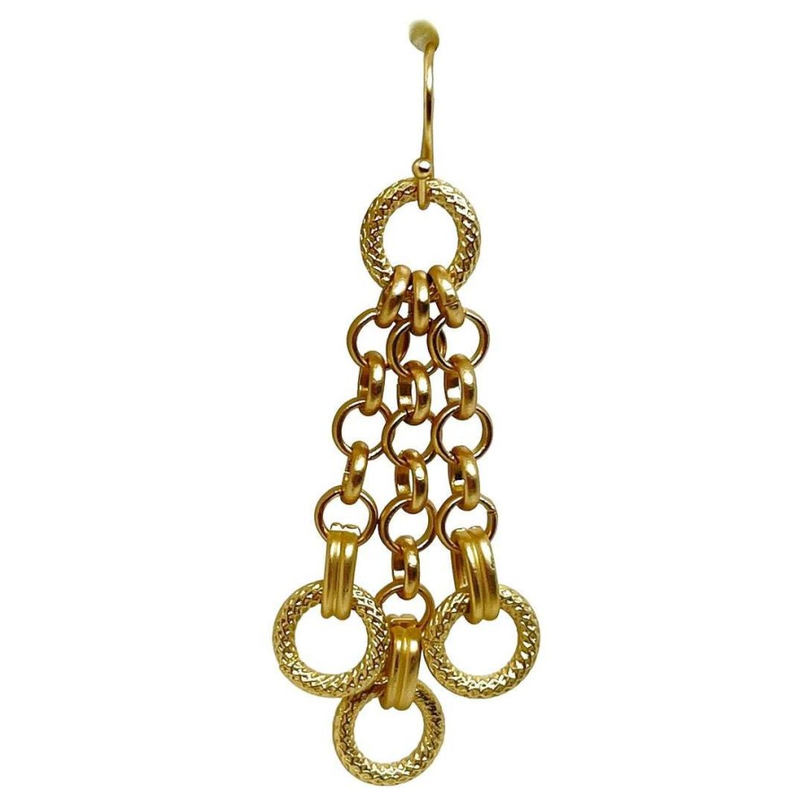 Earrings * | Deborah Grivas New Arrivals Three Strand Matte Gold With Roundels