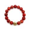 Bracelets * | Deborah Grivas Red Sponge Coral Matte Gold Bead Stretch Bracelet