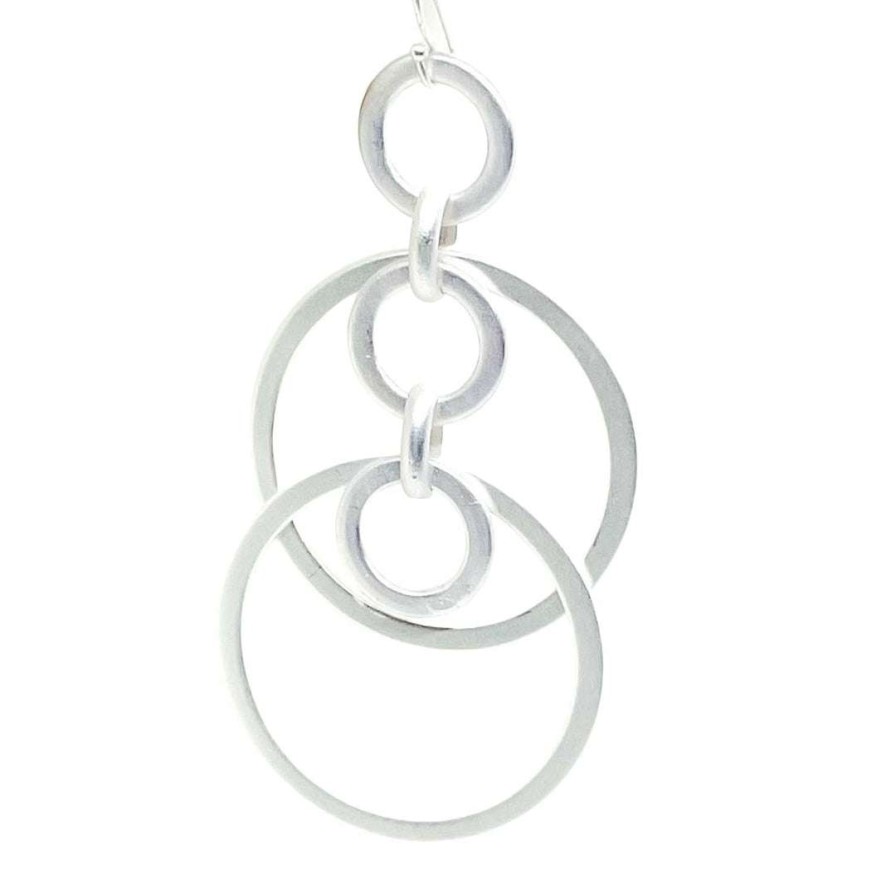 Earrings * | Deborah Grivas Matte Silver Double Hoop Earring New Arrivals