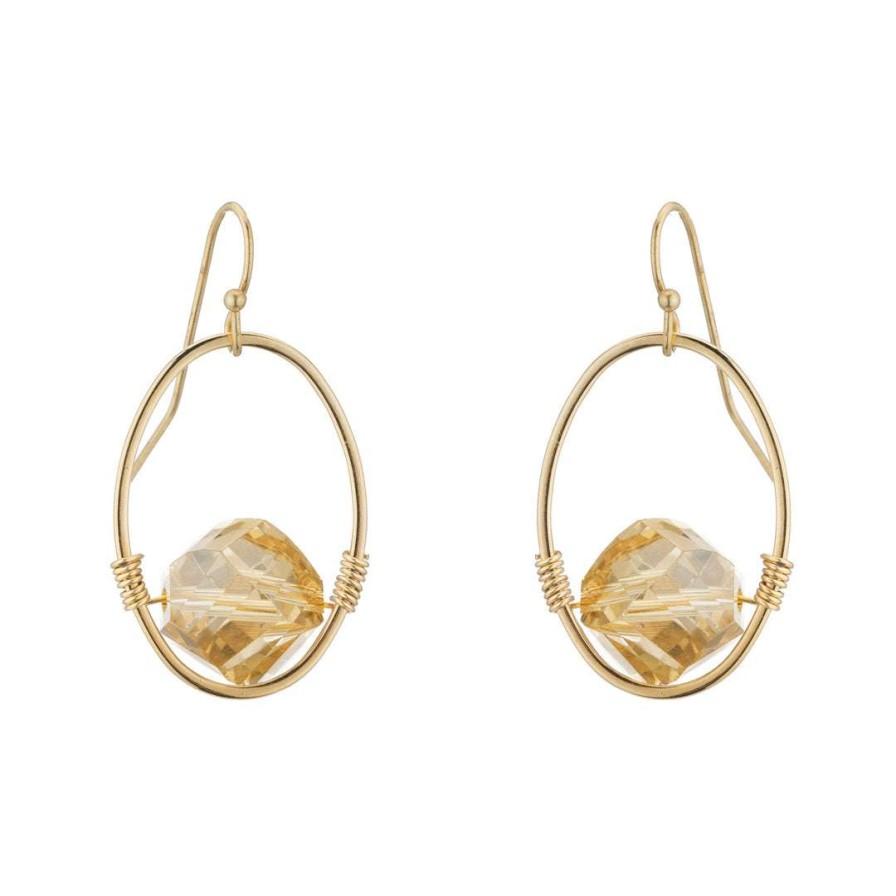 Earrings * | Deborah Grivas Champagne Faceted Crystal Earrings