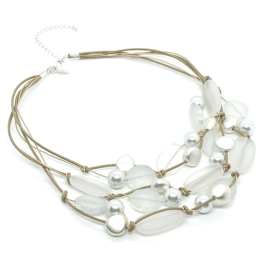 Necklaces * | Deborah Grivas Quartz And Pearl With Matte Silver Toursade Necklace New Arrivals