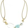 Necklaces * | Deborah Grivas New Arrivals Quartz,Pearl And Amazonite Linkage Linen Necklace