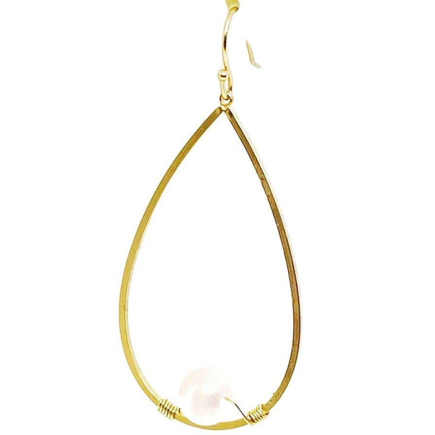 Earrings * | Deborah Grivas Rose Quartz Square Wire Matte Gold Hoop With Gold Wrap