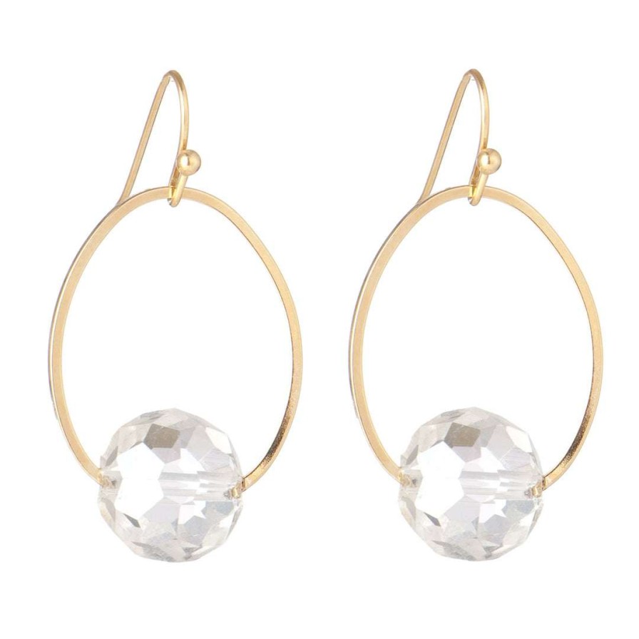 Earrings * | Deborah Grivas Clear Crystal Inset Oval Earrings