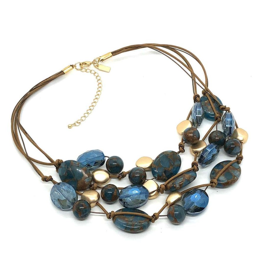 Necklaces * | Deborah Grivas Teal Composite Quartz And Matte Gold Torsade Necklace