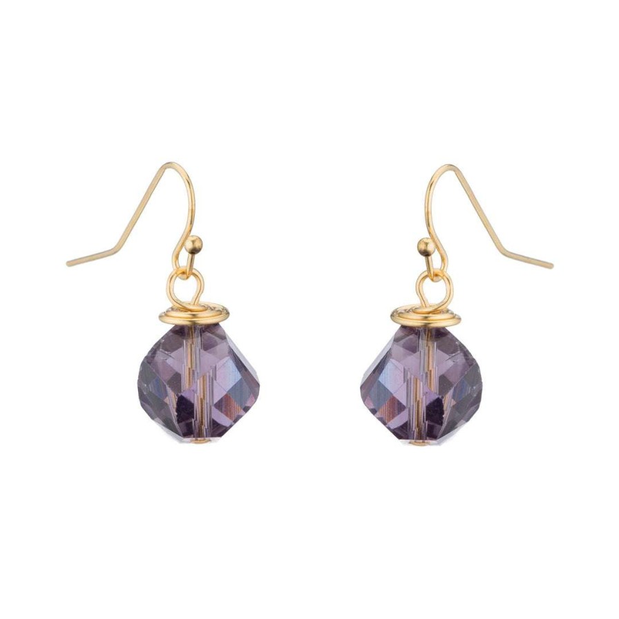 Earrings * | Deborah Grivas Tanzanite Faceted Crystal Top Twist 14Kt Gold Plate Earrings