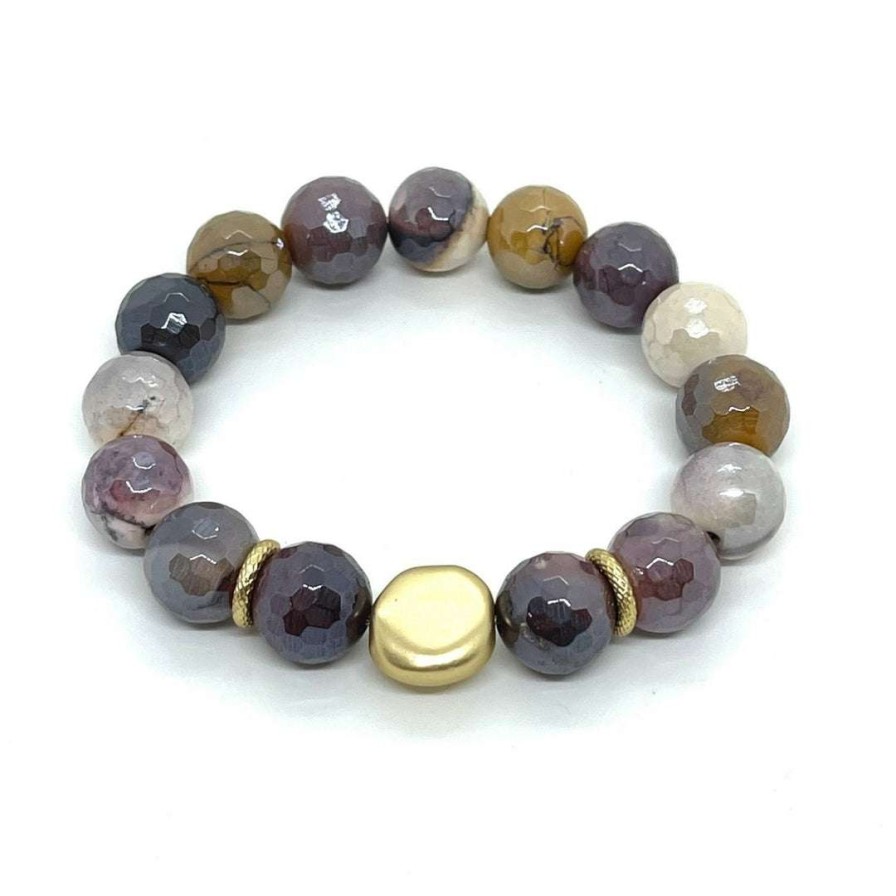 Bracelets * | Deborah Grivas New Arrivals Mookatite Stretch Bracelet With Gold Nugget Accent